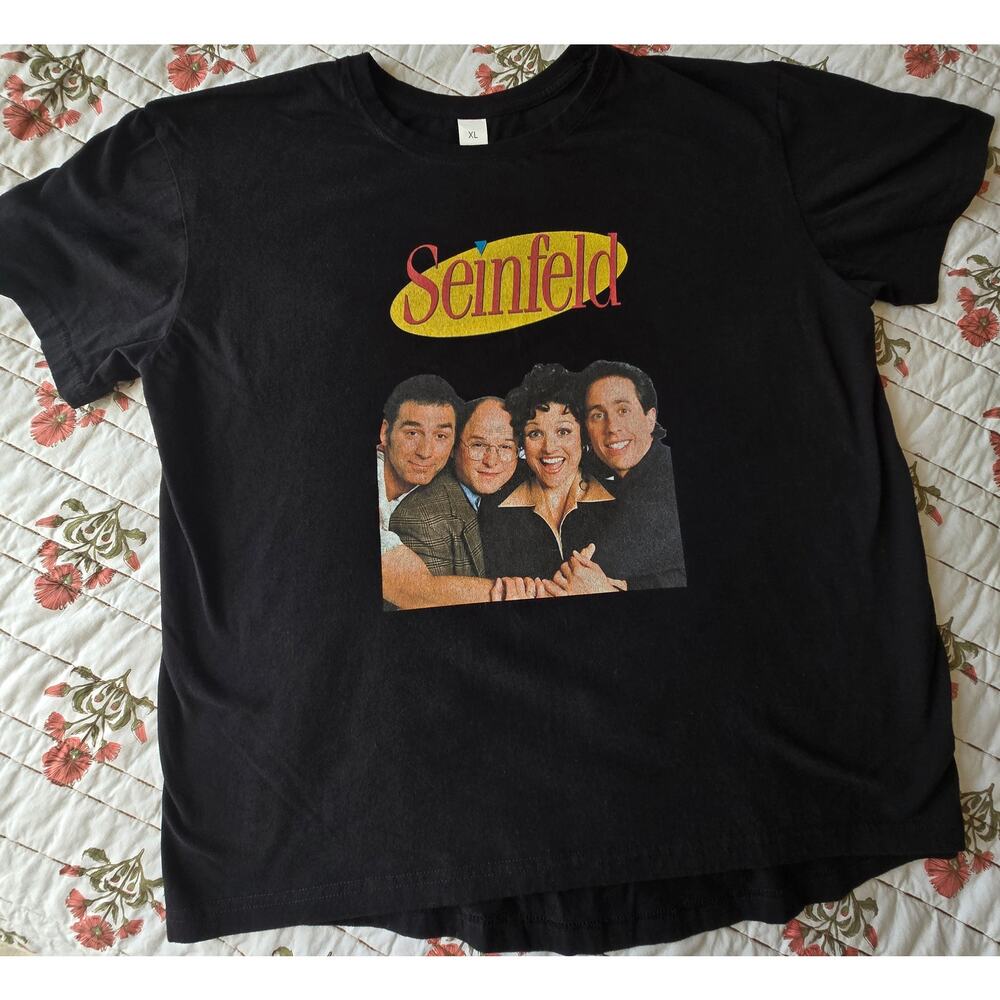 SEINFELD 90's Retro Style Black Short Sleeve Oversized T-Shirt XL